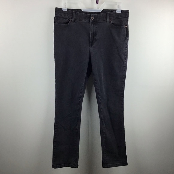 LL Bean Favorite Fit black jeans. Size 16 Reg. - Picture 1 of 6